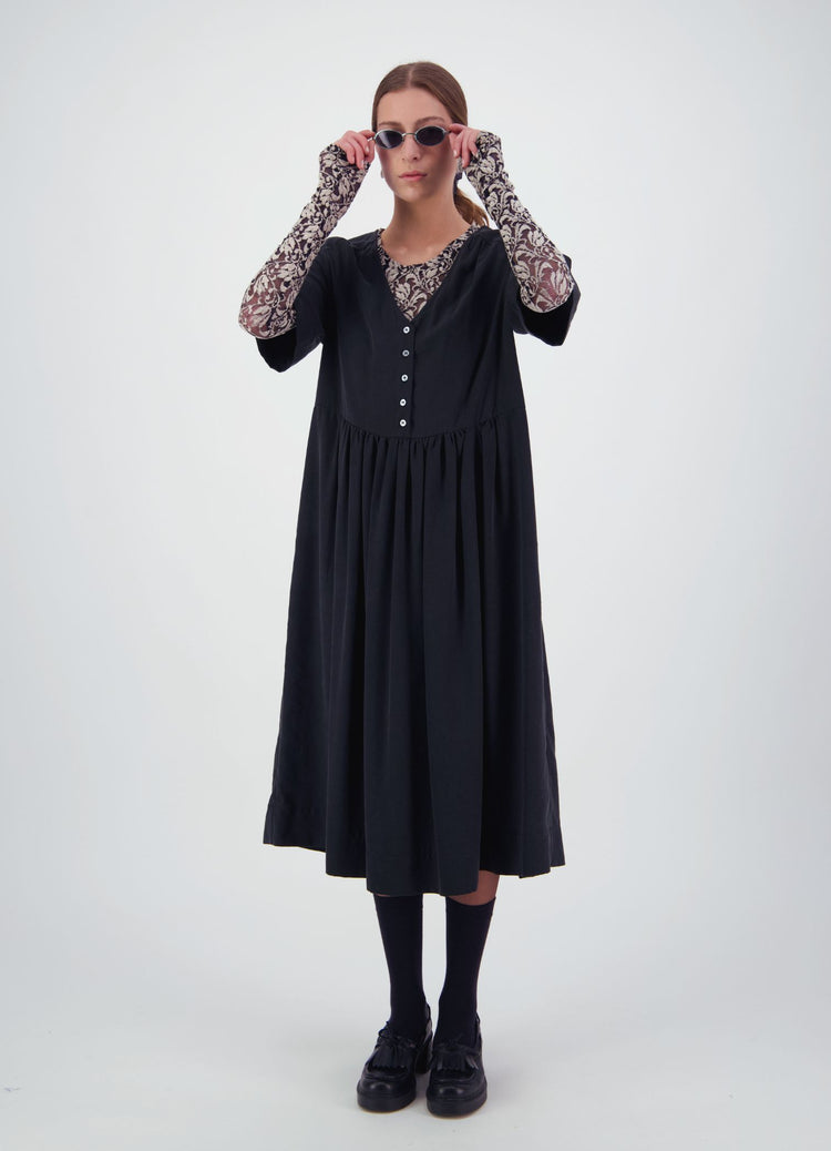 We'll See Stars Dress - Black Sand Wash Cupro