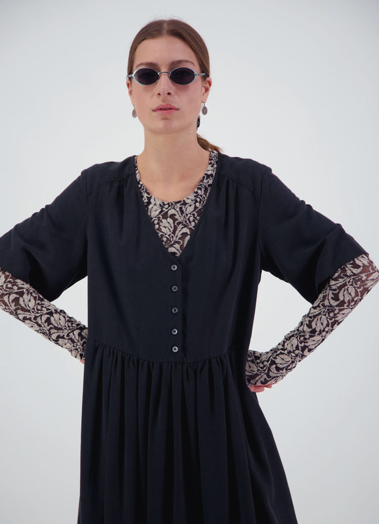 We'll See Stars Dress - Black Sand Wash Cupro