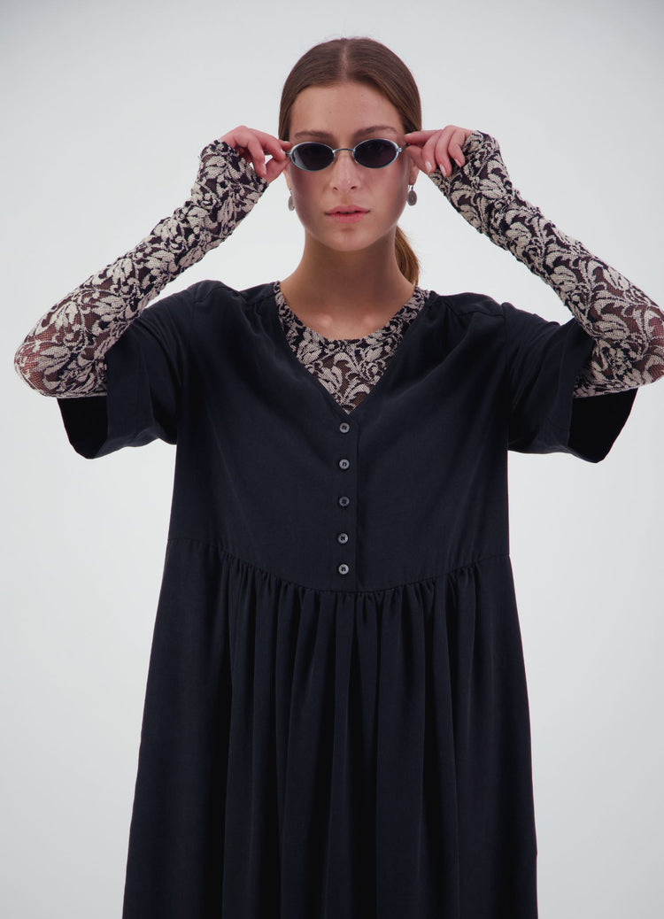 We'll See Stars Dress - Black Sand Wash Cupro