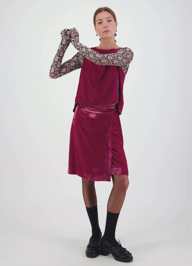 Passion Must Play Skirt - Raspberry Velvet