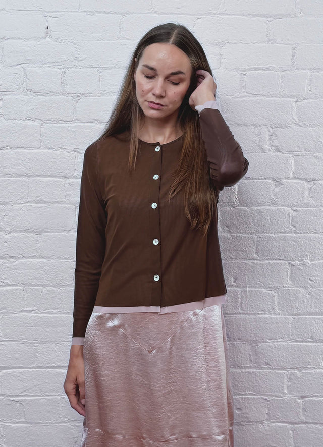 Space for Love Cardigan - Chocolate & Blush Mesh