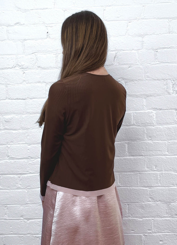 Space for Love Cardigan - Chocolate & Blush Mesh