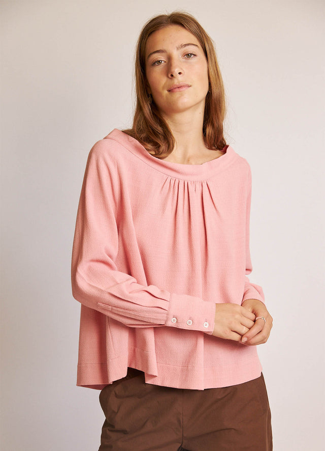 City of Dreams Blouse - Pink Viscose Wool