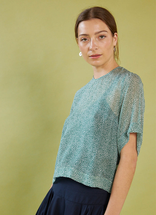 Moonlight Shadow Top - Green Dot Silk