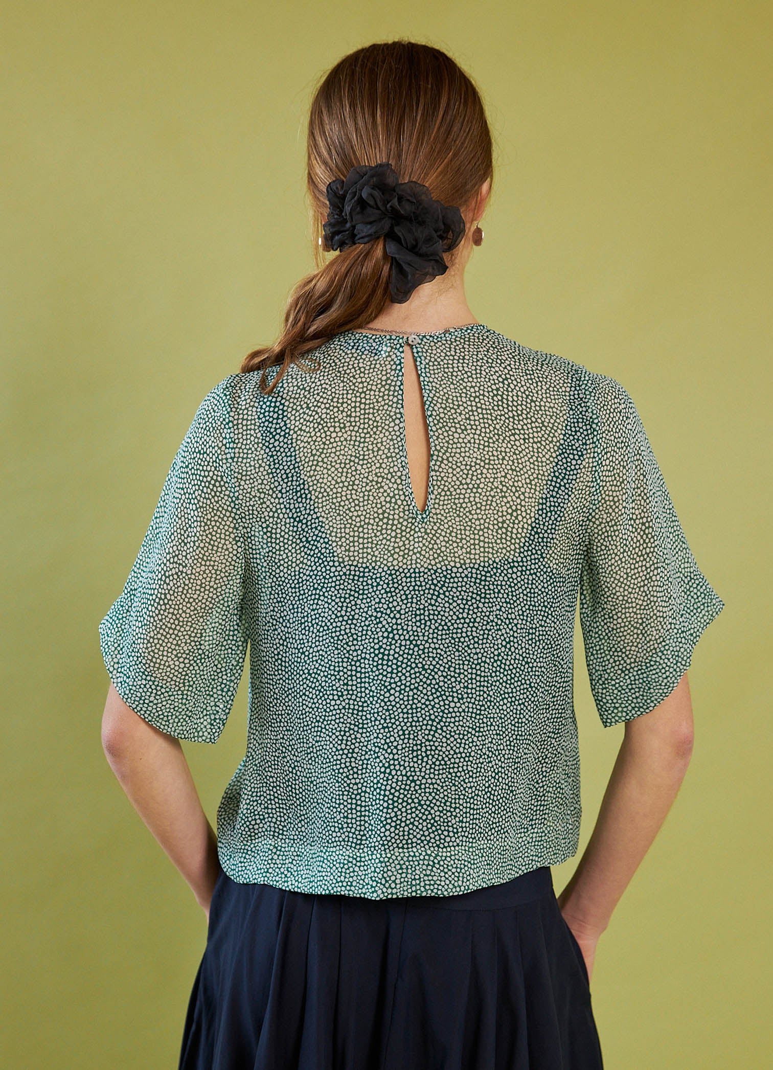 Moonlight Shadow Top - Green Dot Silk