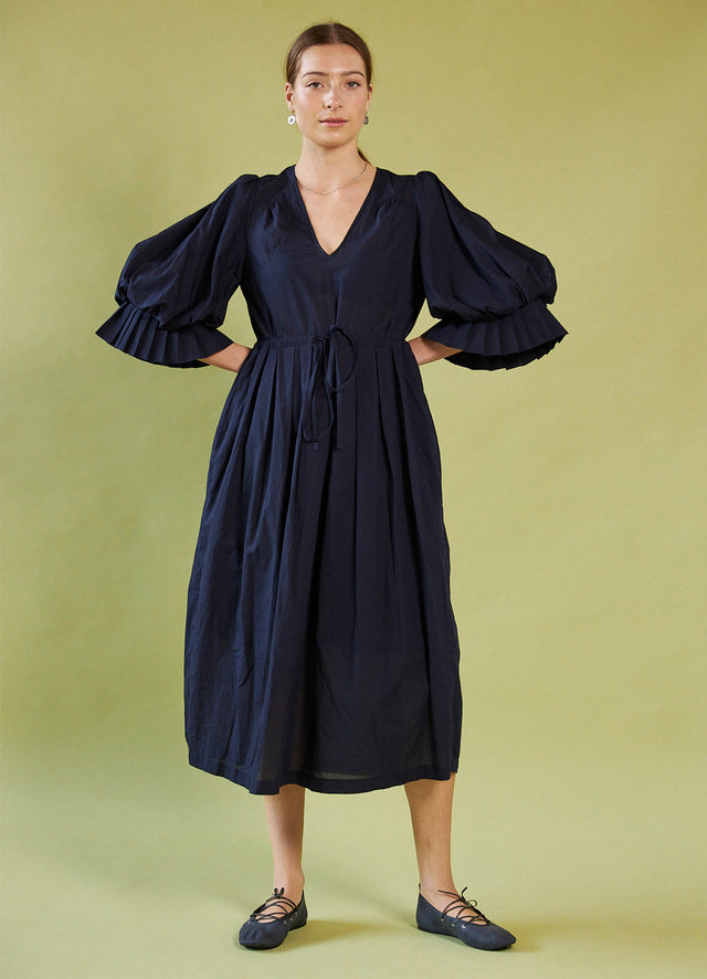 Road to Nowhere Dress - Navy Cotton Voile