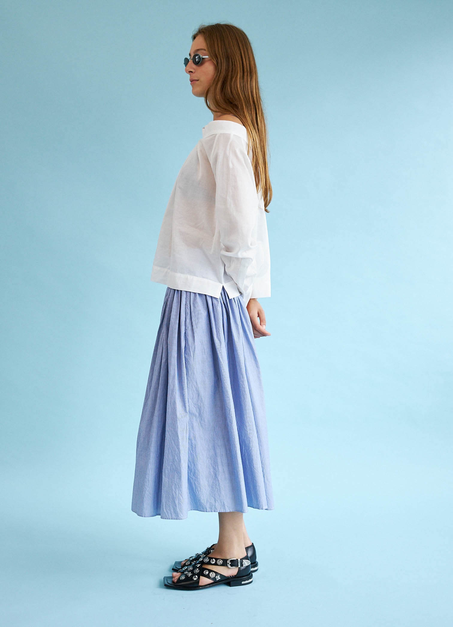 Sing It Loud Reversible Skirt - Cotton Pinstripe