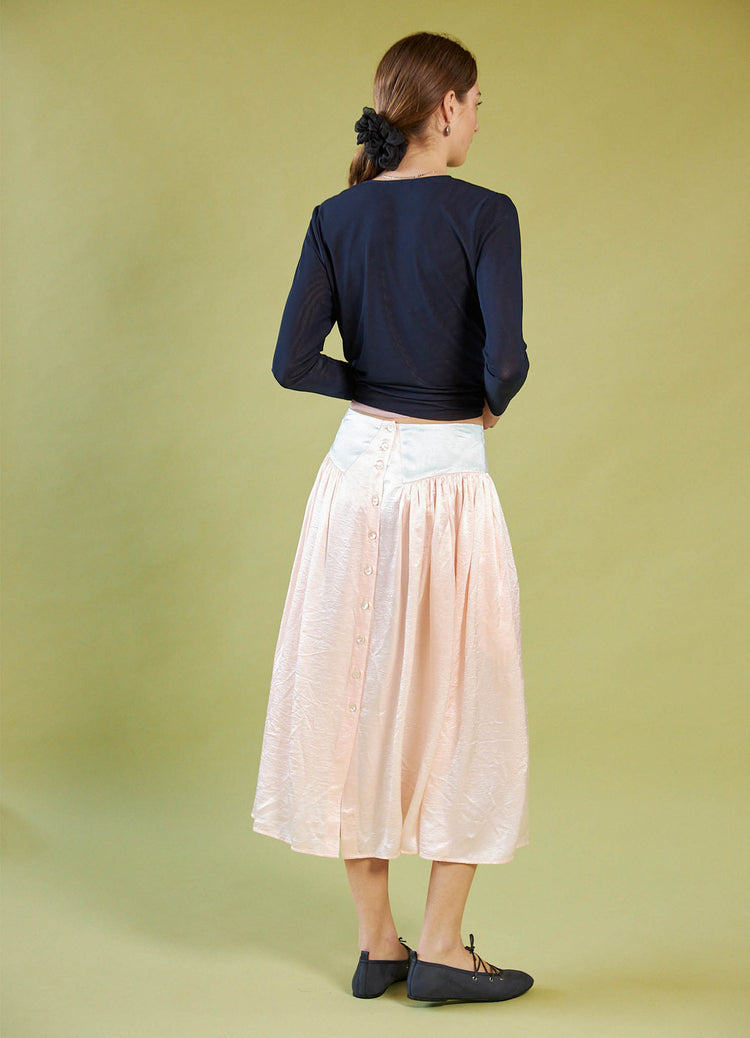 Sing It Loud Reversible Skirt - Blush Washed Satin