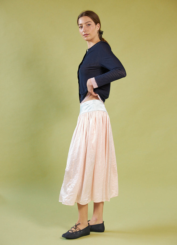 Sing It Loud Reversible Skirt - Blush Washed Satin