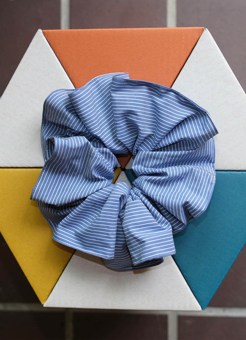 Scrunchie - Blue & White Stripe