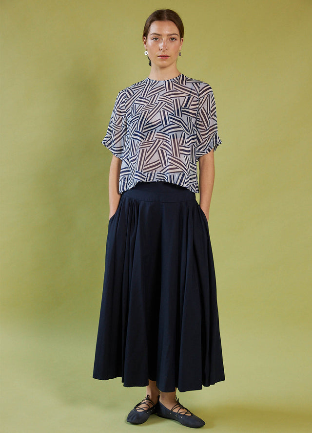 Some People Say Skirt - French Navy Tencel Cotton