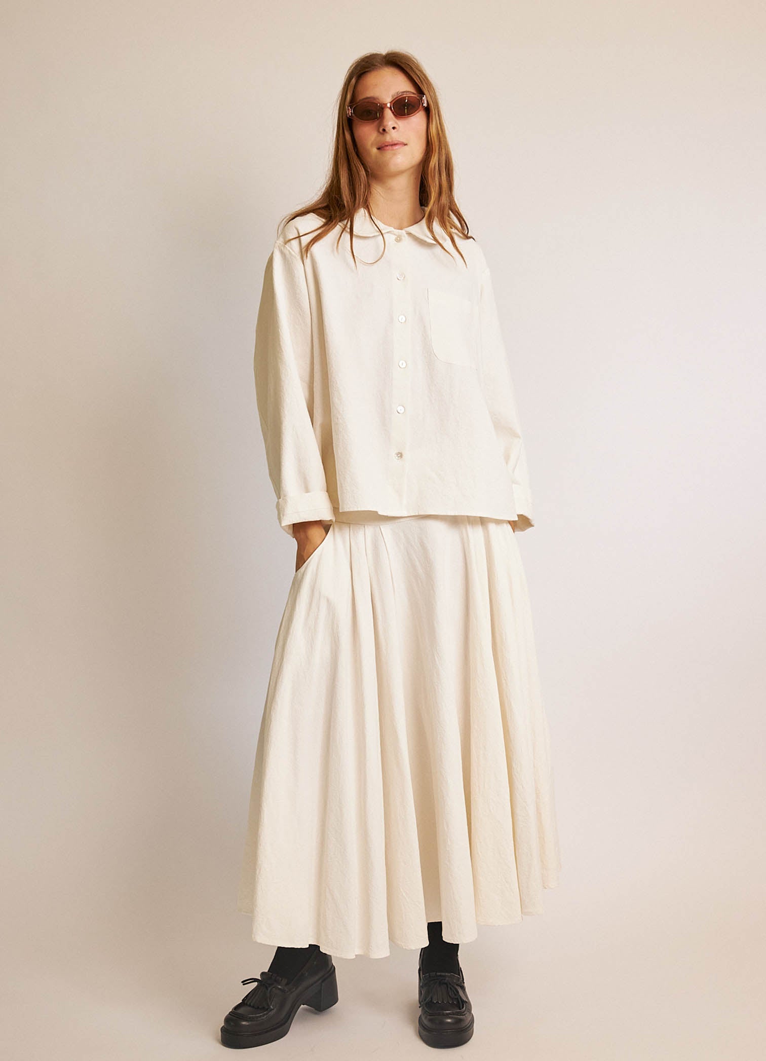 Some People Say Skirt - Textured White Cotton