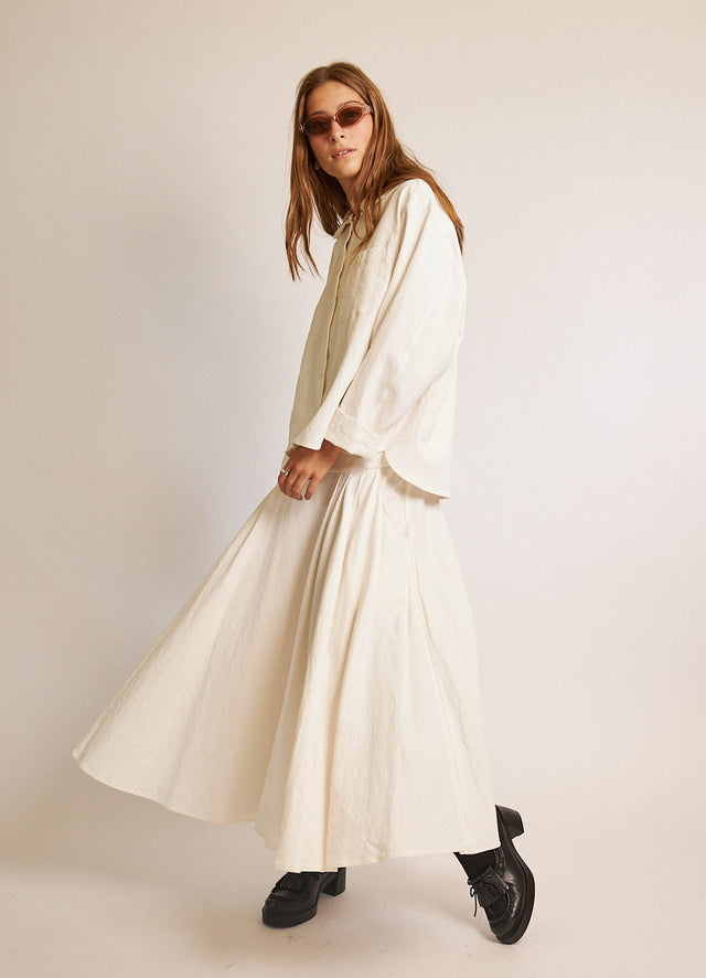 Some People Say Skirt - Textured White Cotton