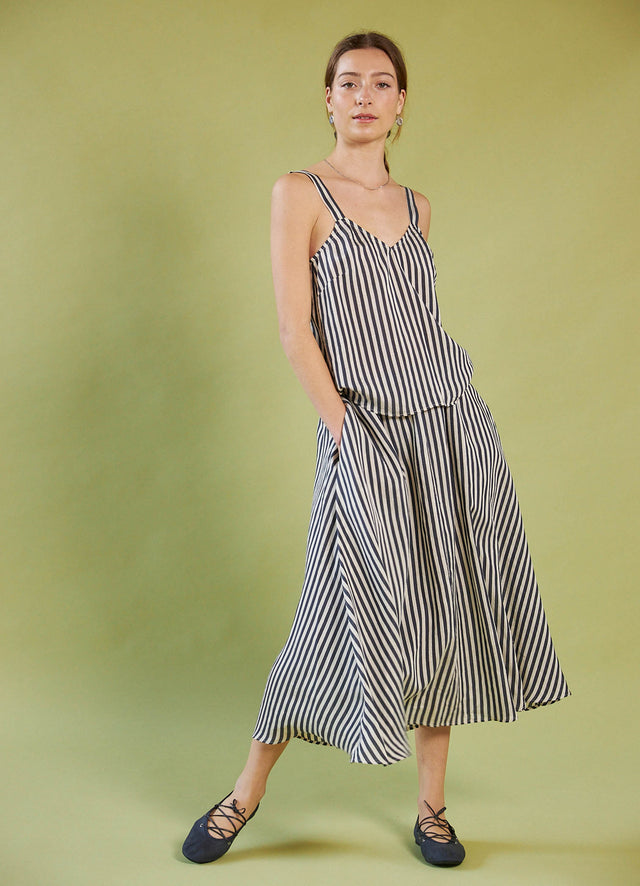 Window in Your Heart Skirt - Silk Viscose Stripe