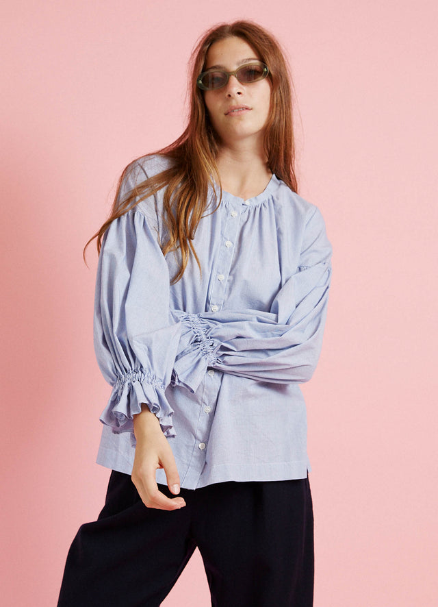 Passing of Time Blouse - Cotton Pinstripe