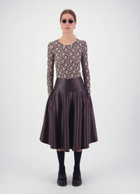 Strange Overtones Leatherette Skirt - Chocolate