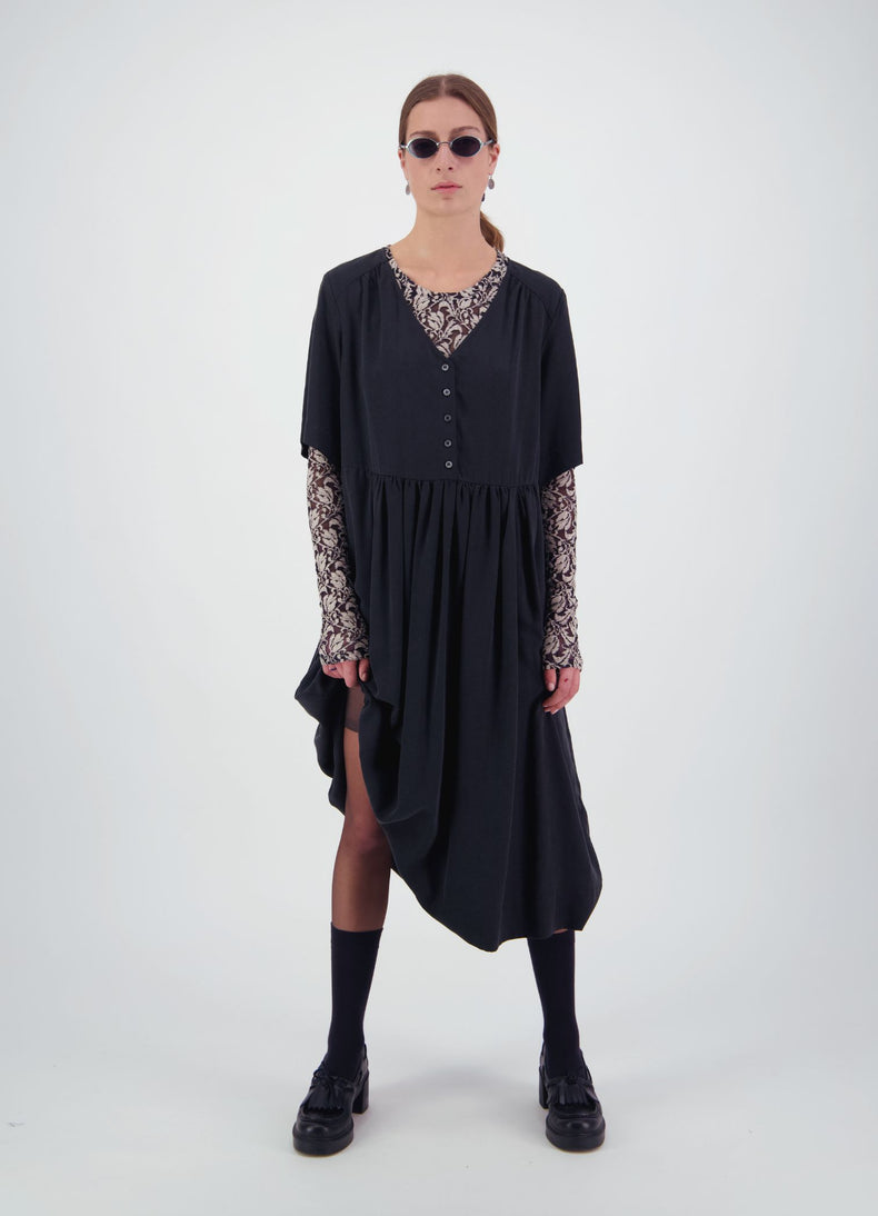 We'll See Stars Dress - Black Sand Wash Cupro