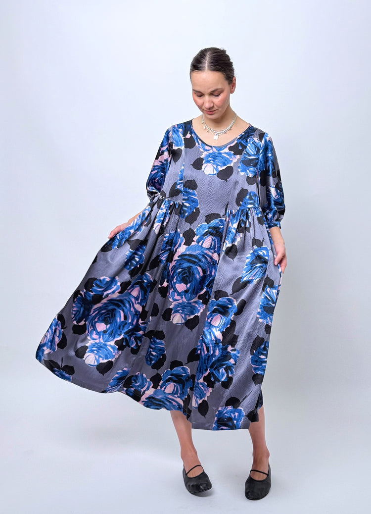 Happy All Day Dress - Hammered Silk Flowers