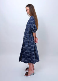Happy All Day Dress - Navy Cotton Spots