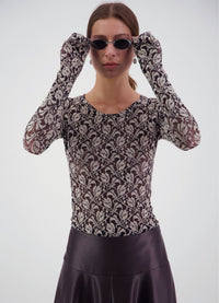 Walk Lightly Top - Black and Cream Lace