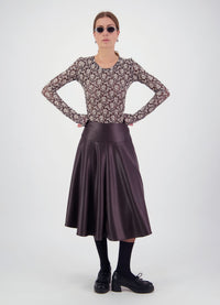 Strange Overtones Leatherette Skirt - Chocolate