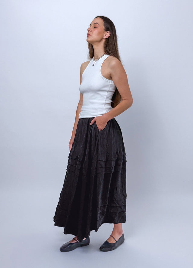 Remain in Light Skirt - Black Sand Washed Cupro