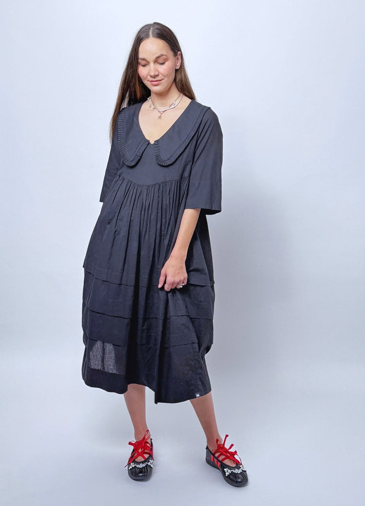 Run the World Dress - Black Cotton Voile