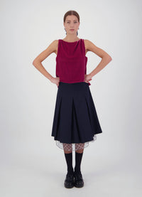 Everything Works Out Pleated Skirt - Navy Check