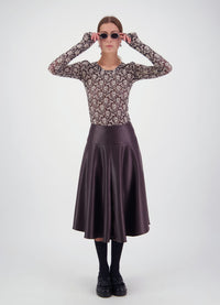 Strange Overtones Leatherette Skirt - Chocolate