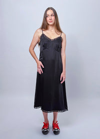 Lady Don't Mind Lace Trim Slip Dress - Black