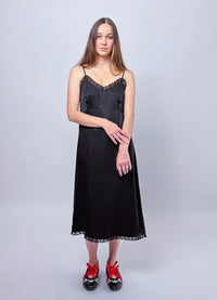 Lady Don't Mind Lace Trim Slip Dress - Black