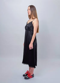 Lady Don't Mind Lace Trim Slip Dress - Black
