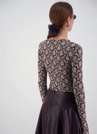 Walk Lightly Top - Black and Cream Lace