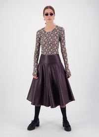 Strange Overtones Leatherette Skirt - Chocolate