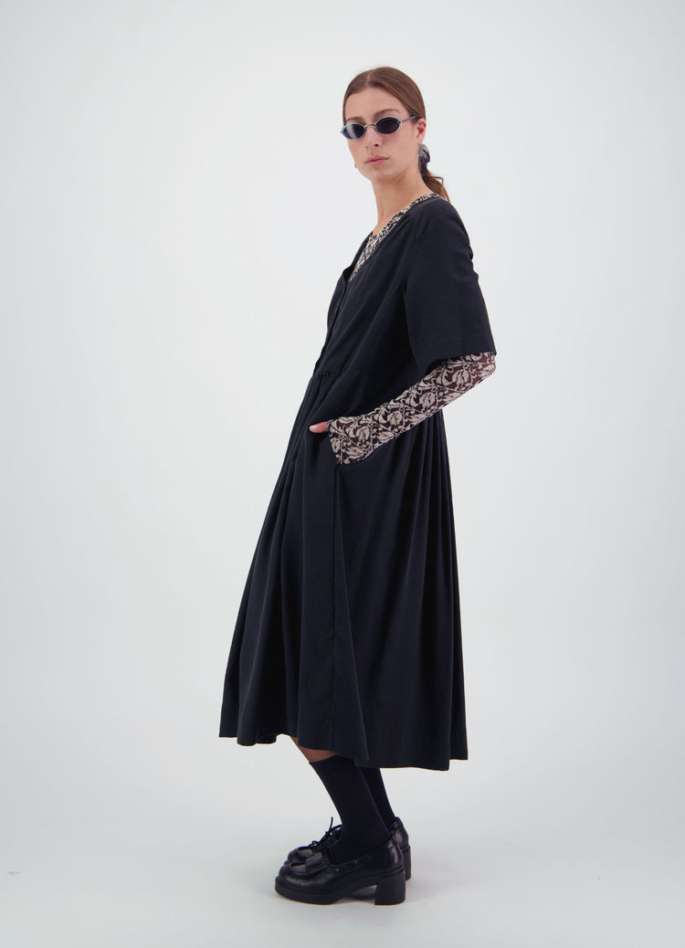 We'll See Stars Dress - Black Sand Wash Cupro
