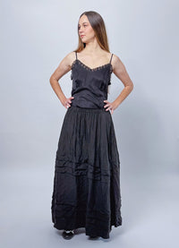 Lady Don't Mind Lace Trim Slip Dress - Black