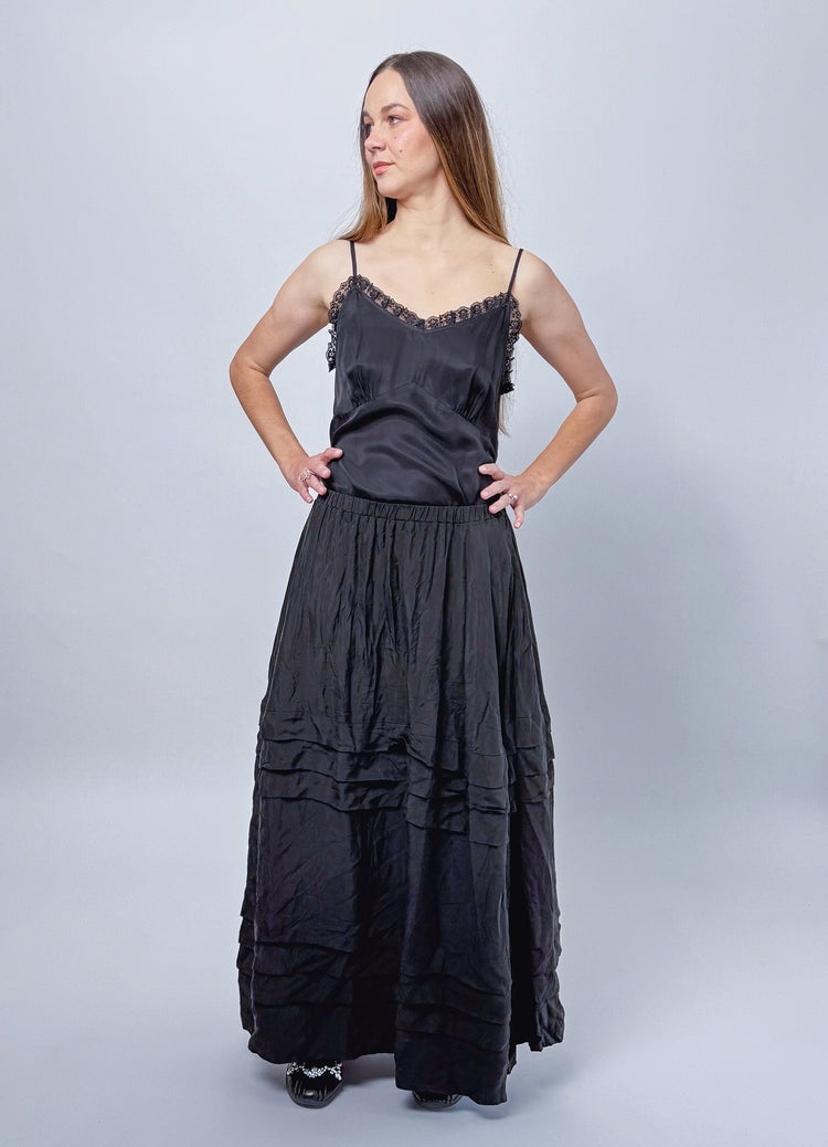 Lady Don't Mind Lace Trim Slip Dress - Black