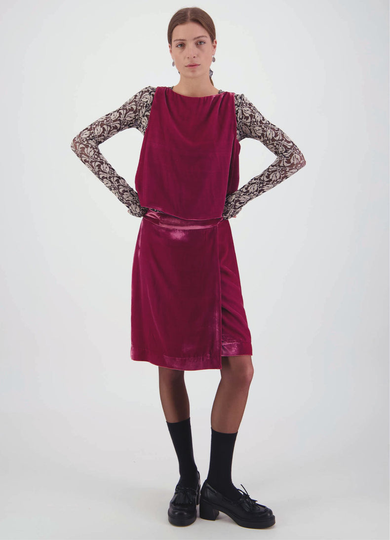Passion Must Play Skirt - Raspberry Velvet