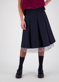 Everything Works Out Pleated Skirt - Navy Check