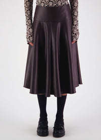 Strange Overtones Leatherette Skirt - Chocolate