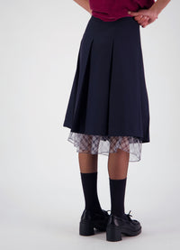 Everything Works Out Pleated Skirt - Navy Check