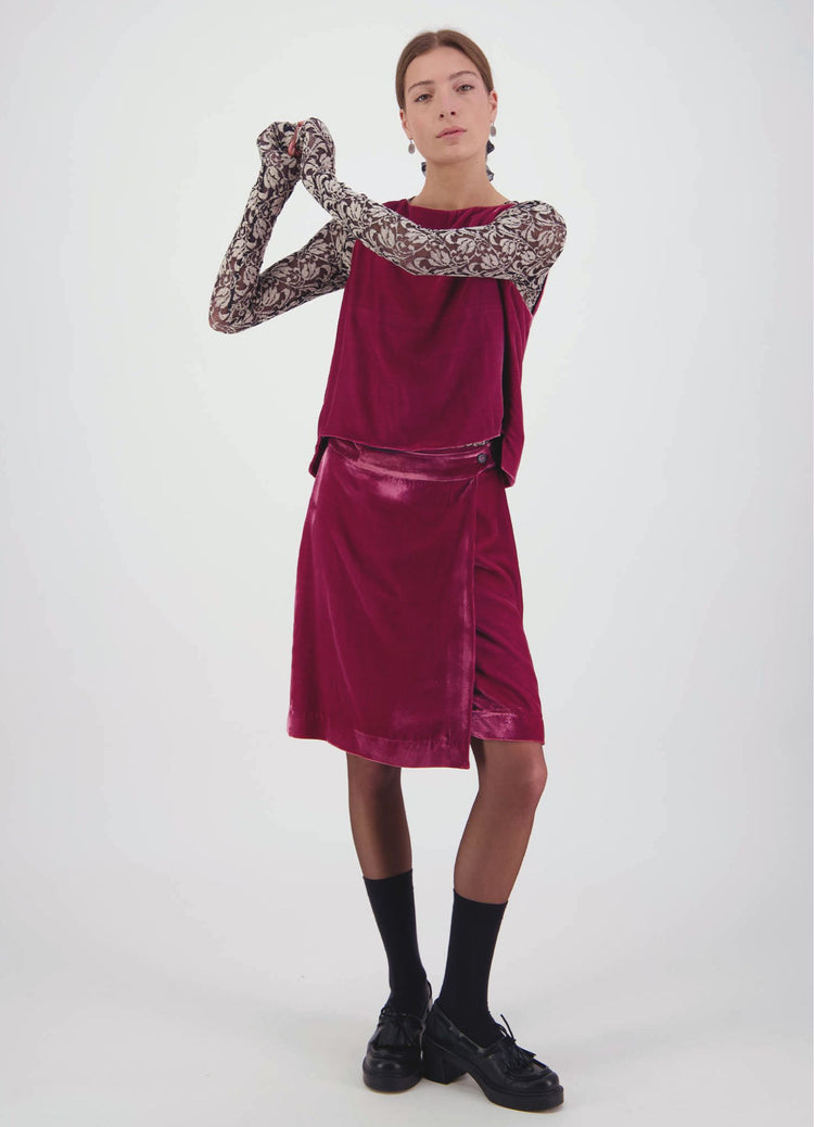 Passion Must Play Skirt - Raspberry Velvet