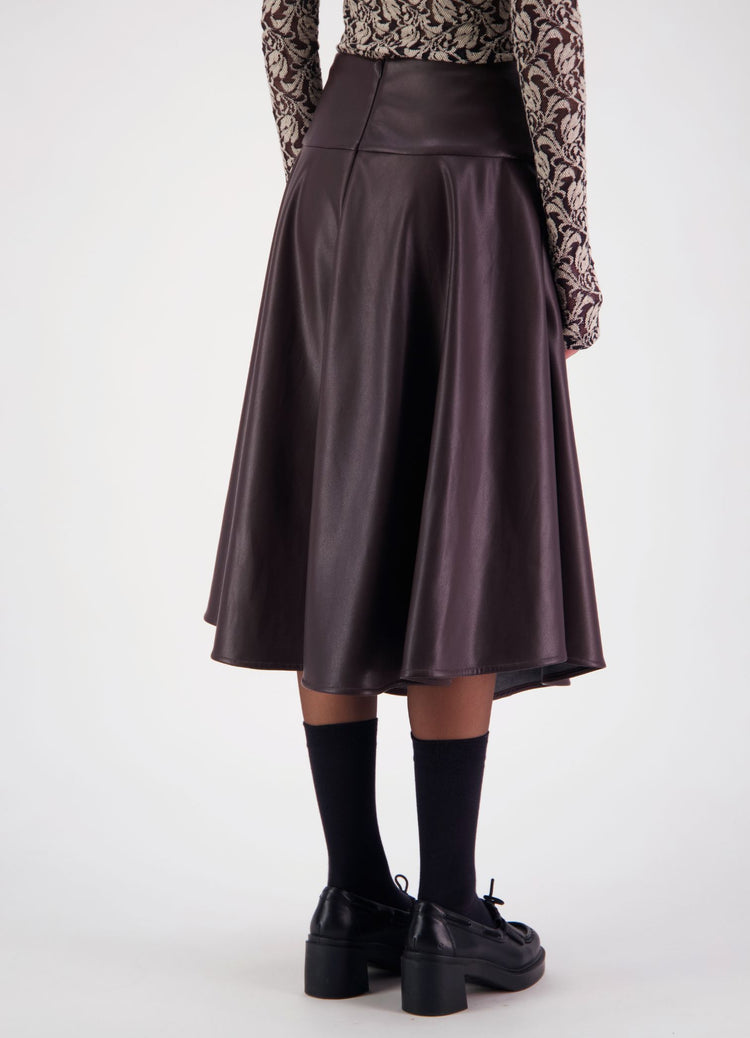 Strange Overtones Leatherette Skirt - Chocolate