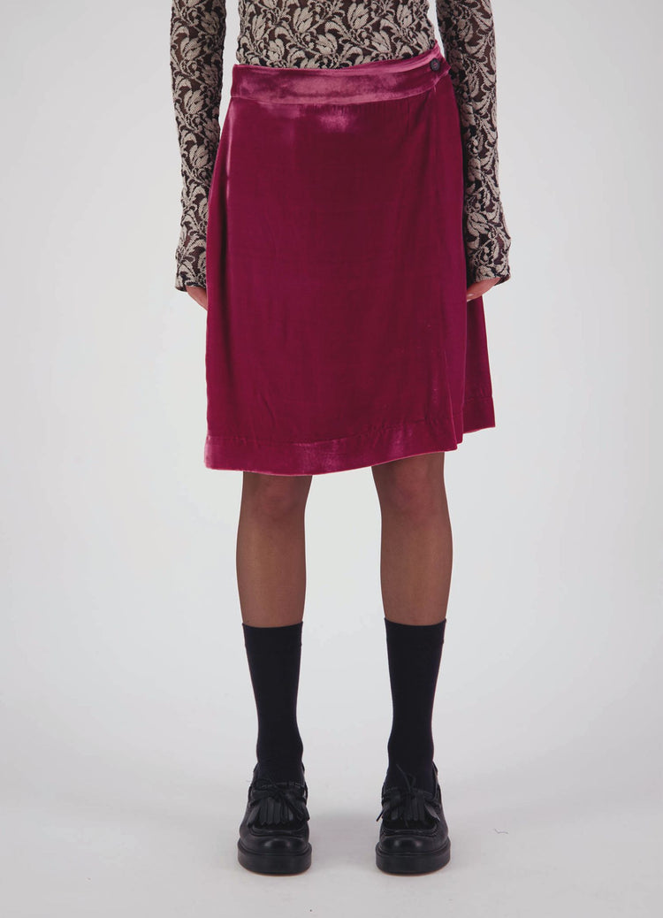 Passion Must Play Skirt - Raspberry Velvet