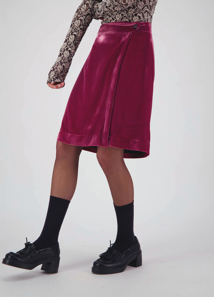 Passion Must Play Skirt - Raspberry Velvet