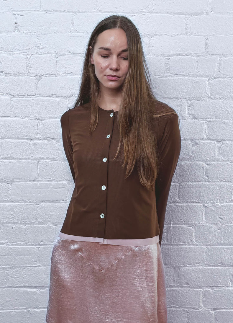 Space for Love Cardigan - Chocolate & Blush Mesh