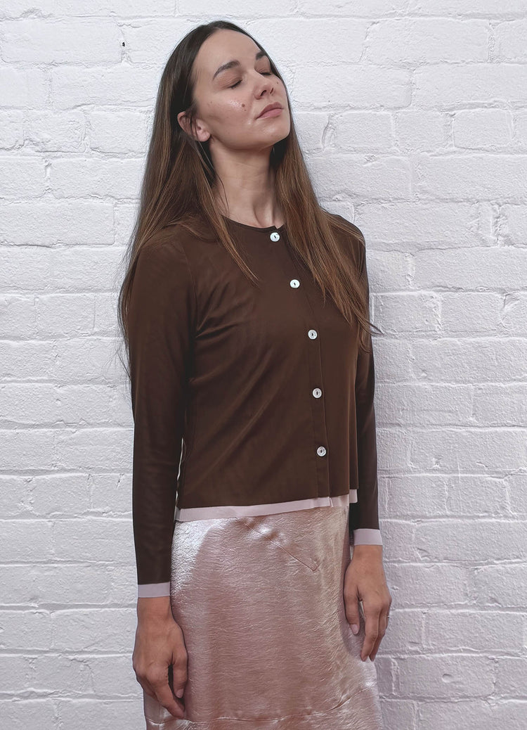 Space for Love Cardigan - Chocolate & Blush Mesh