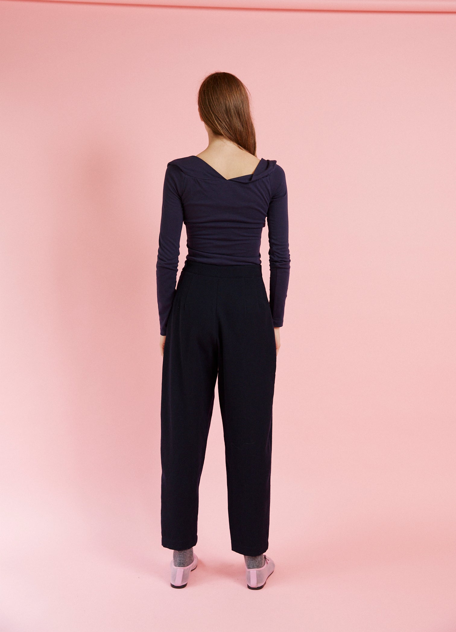 Come Into View Top - Navy Cotton