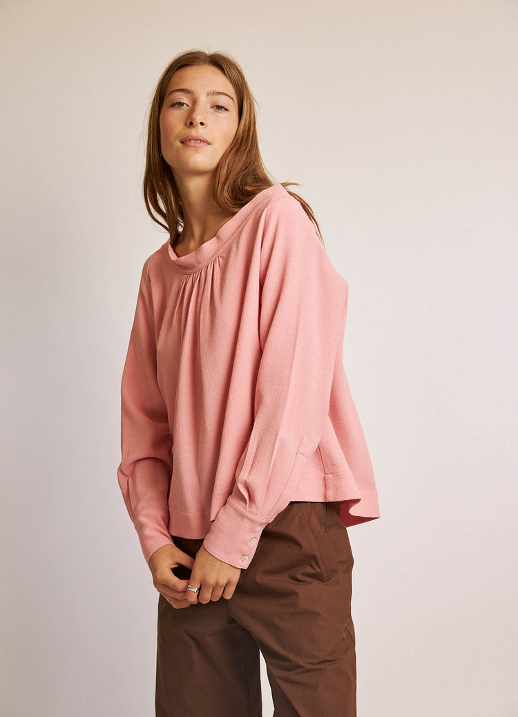 City of Dreams Blouse - Pink Viscose Wool