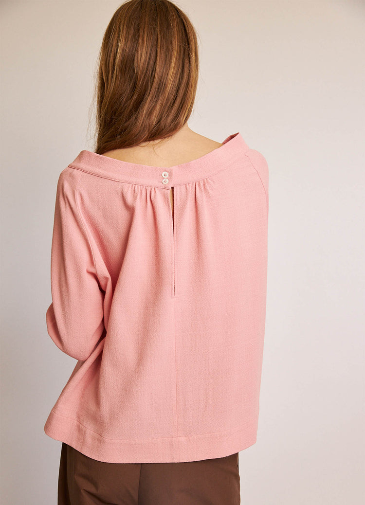 City of Dreams Blouse - Pink Viscose Wool